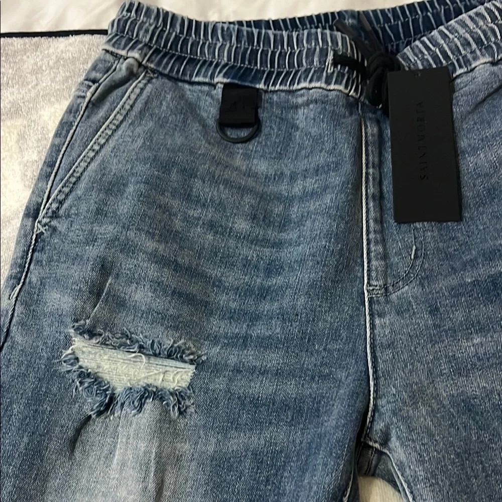 Saint Morta Doomsday Distressed Joggers Vintage Blue